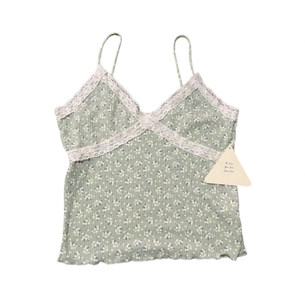 🖤New Wild Love Y2K Baby Cami With Lace Detail🤍